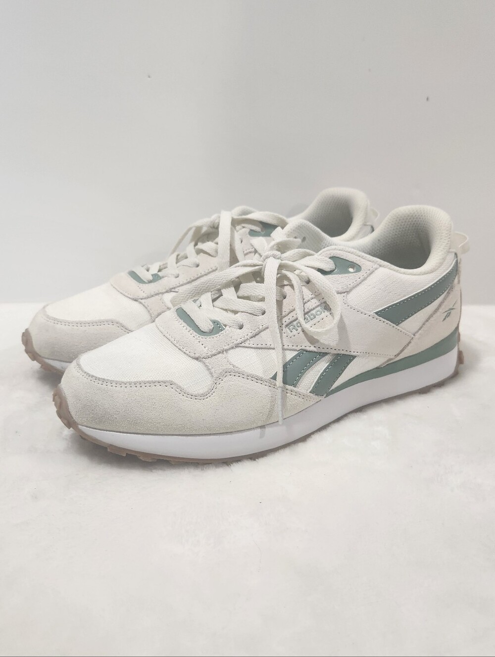 Reebok Drive Leather Suede Ortholite Chalk Green Sneaker Shoes Womens 10 - Picture 5 of 13